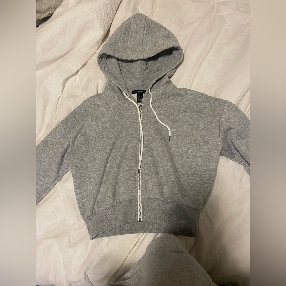 Grey Cropped Jacket Forever 21